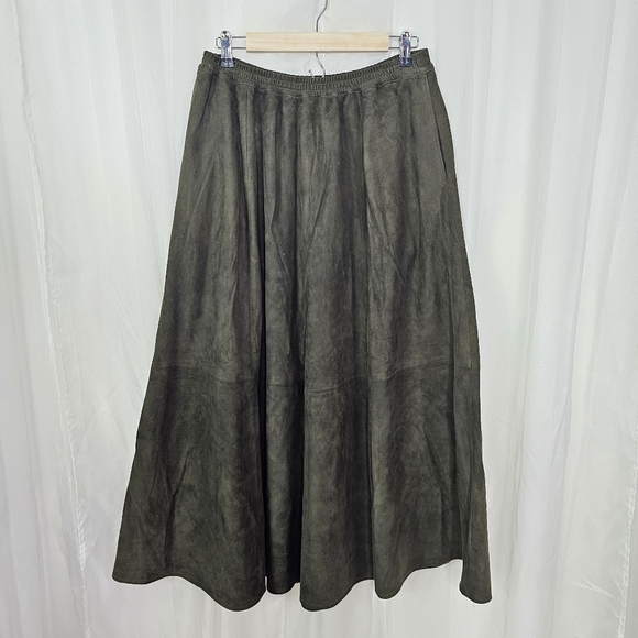eskandar Dresses & Skirts - Eskandar suede leather maxi skirt dark brown/olive green Size 2=US 14